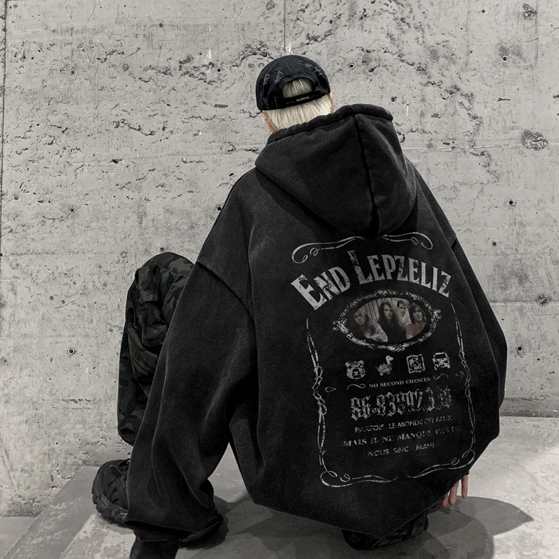 Ifnicefuture Áo hoodie Tay Dài Dáng Rộng Phong Cách Retro Bán Chạy Mạng Thời Trang Thường Ngày Cho Cặp Đôi High Street, American, retro, trendy, old