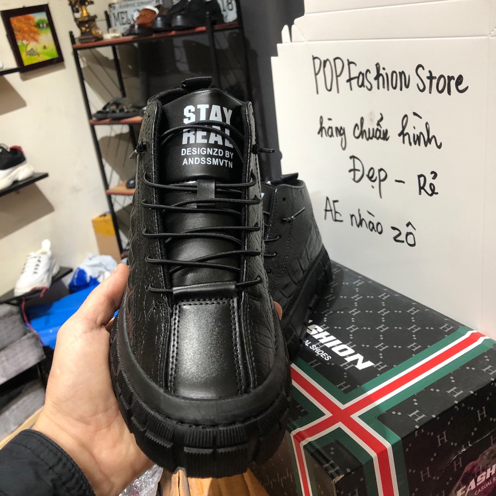 [Có Video] Giày da cao cổ nam cá tính, boot cao cổ nam, giày da nam hot trend | BigBuy360 - bigbuy360.vn