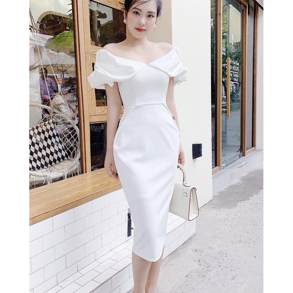 Váy trắng dự tiệc ôm body rất sang V1599 -DVC - MH (ẢNH THẬT) váy thiết kế đầm dự tiệc váy công sở