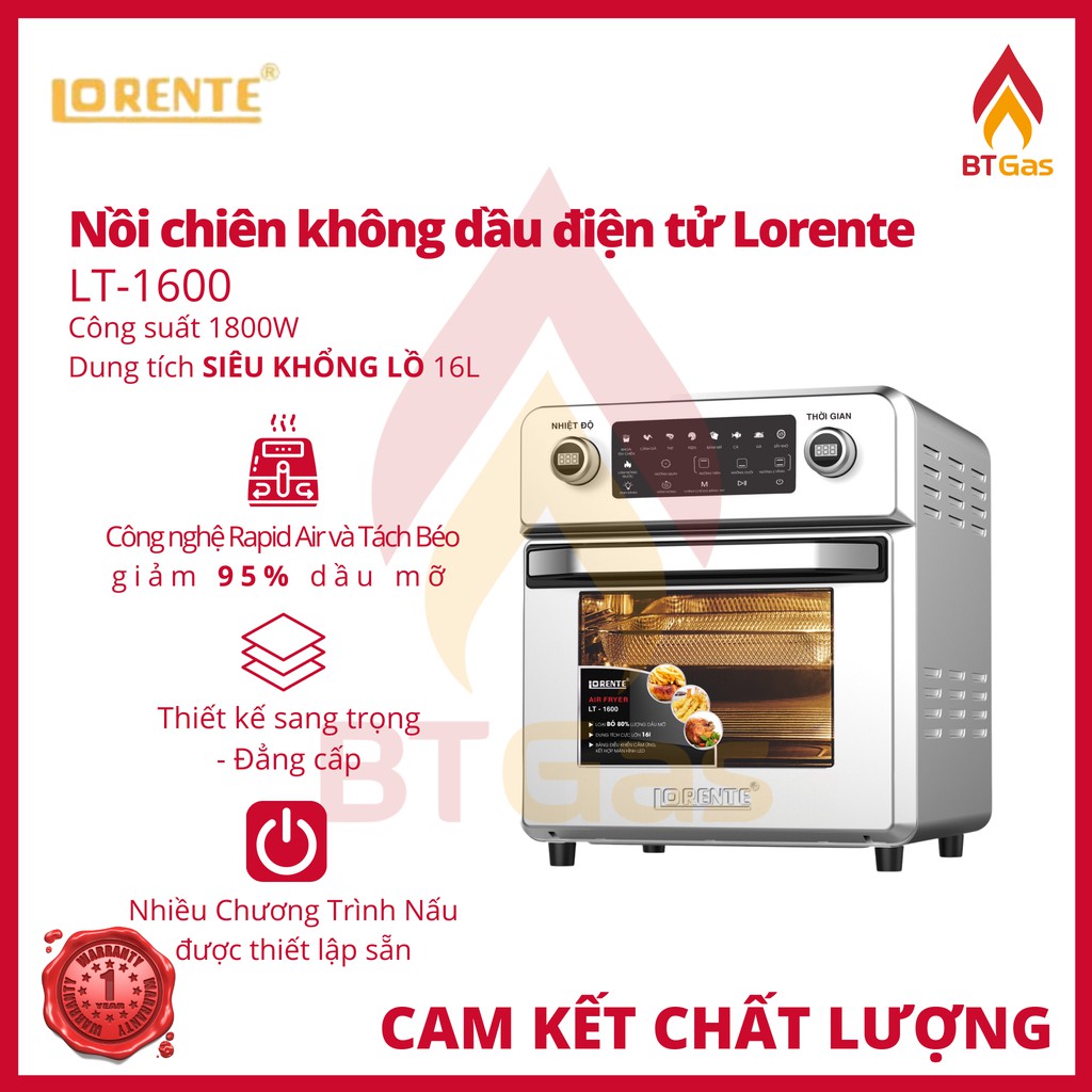 Nồi chiên không dầu Lorente, nồi chiên không dầu điện tử dung tích lớn  Lorente LT-1600 / LT-1500