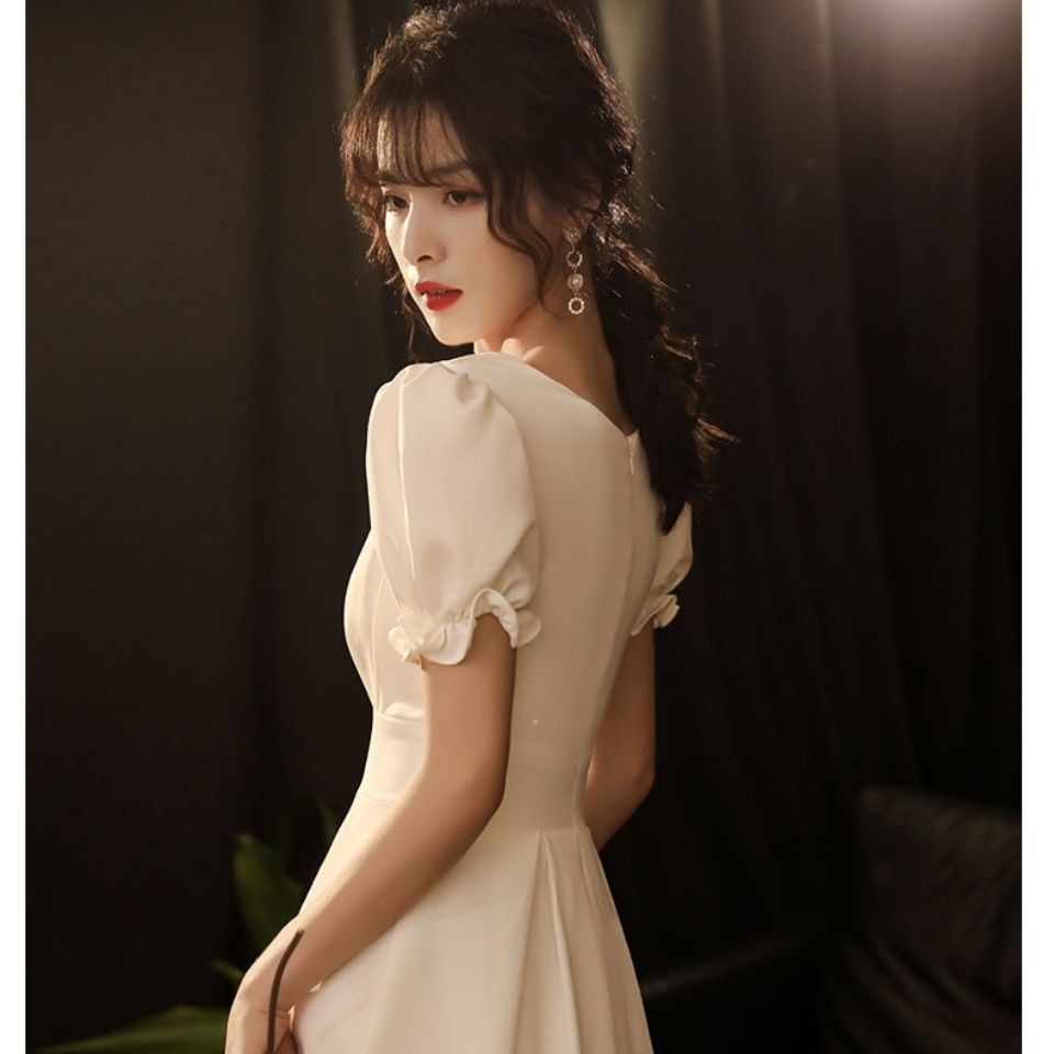Đầm Dạ Hội Nhỏ Màu Trắng Phong Cách Pháp Hàng Mới Dành Cho Bạn Nữ Mặc Trong Buổi Tiệc Tối Sang Trọng