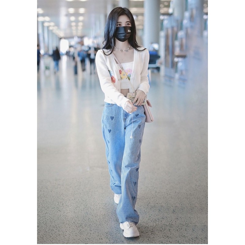 Quần jeans trái tim Jennie BLACKPINK, Joy RED VELVET, Cúc Tịnh Y