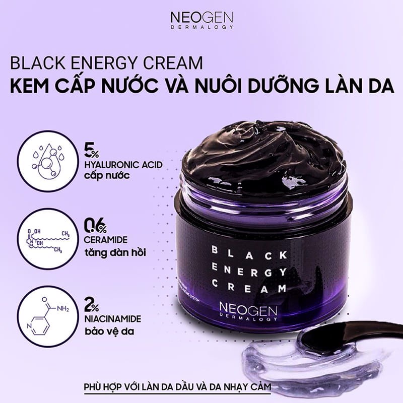 Kem Dưỡng Cấp nước, Căng bóng Neogen Dermalogy Black Energy Cream 80ml