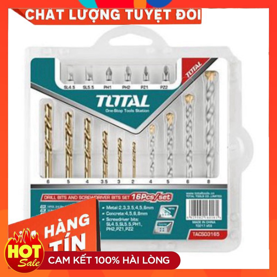 [chính hãng] Bộ Mũi Khoan Đa Năng Và Bắt Vít 16 Chi Tiết Total TACSD3165 [cam kết chất lượng]