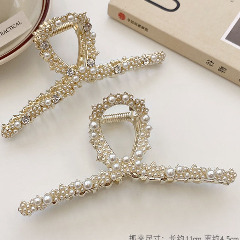 Kẹp Tóc Đính Ngọc Trai Thiết Kế Lưng Độc Đáo Thời Trang Cao Cấp Cho Nữ