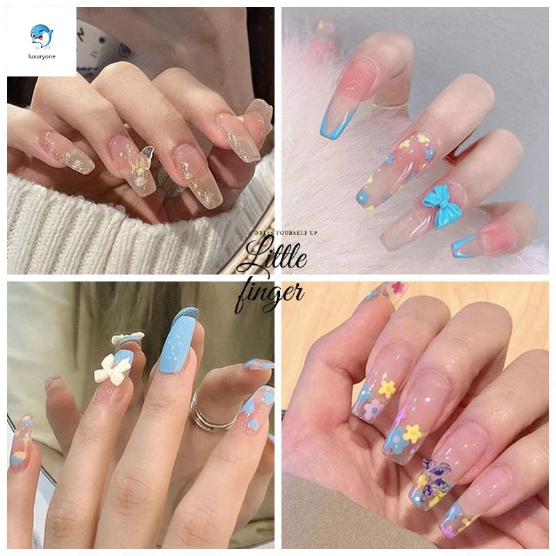 Bộ 24 móng tay giả trang trí nghệ thuật DIY / móng tay giả kim cương