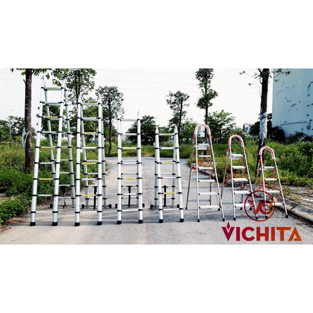 Thang Nhôm Rút Chữ A Vichita 1.9, 2.2, 2.5, 2.8, 3.2M - BH 2 Năm [Tặng 2 Chốt Thang]