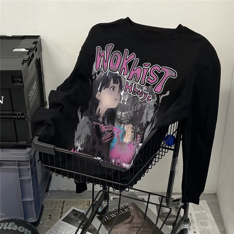 NRVP Áo Thun Tay Dài Oversize In Họa Tiết Phong Cách Hàn Quốc Thời Trang Cho Nam Và Nữ