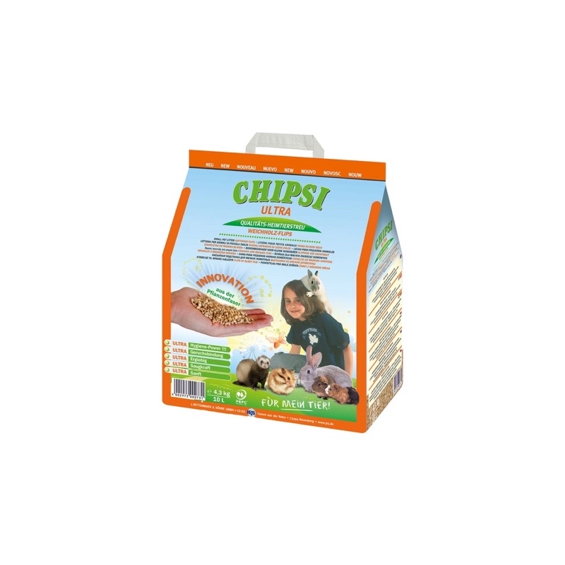 Lót Chuồng gỗ nén khử mùi siêu tốt Cho Thú Nhỏ CHIPSI ULTRA 20L