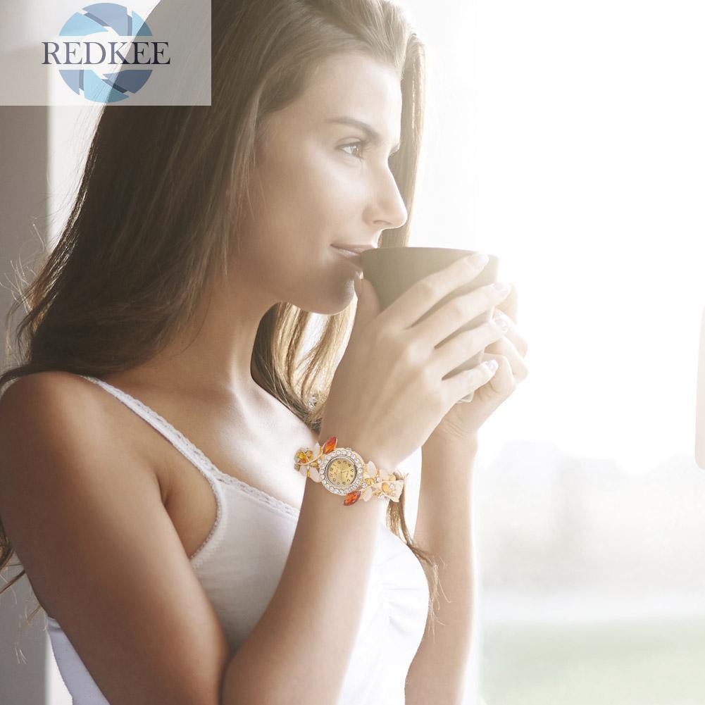 Redkee Lvpai Rhinestone Quartz Watch Luxury Women Flower Crystal Bracelet Watches