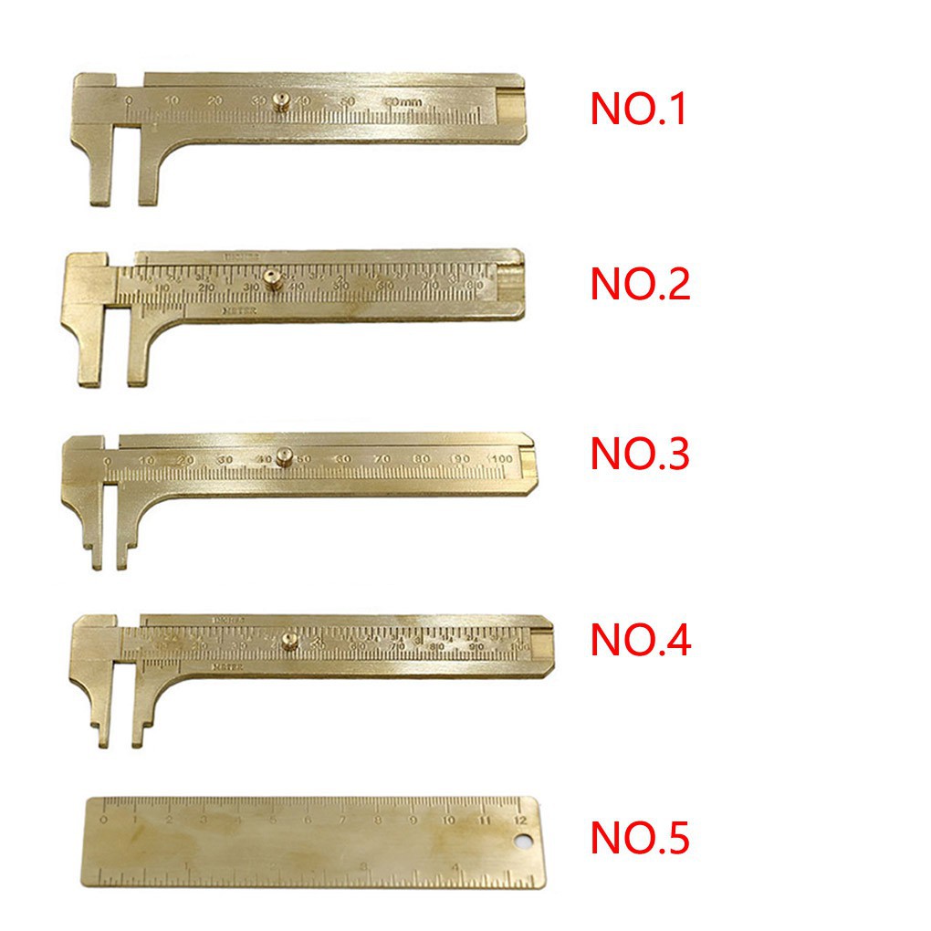 120/80/100mm Mini Brass Vernier Pocket-size Vintage Ruler