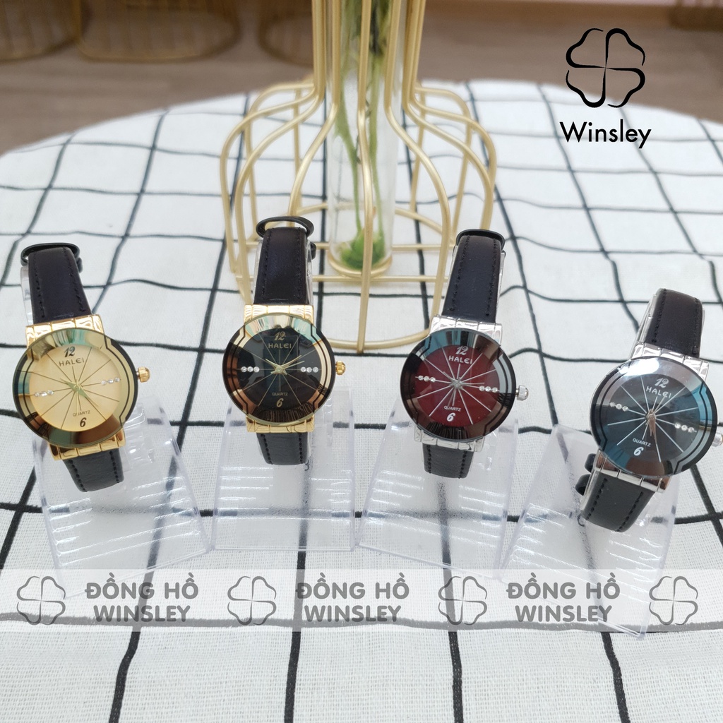 Đồng hồ nữ Halei dây da đen trắng đẹp chống nước tuyệt đối chính hãng Tony Watch 68