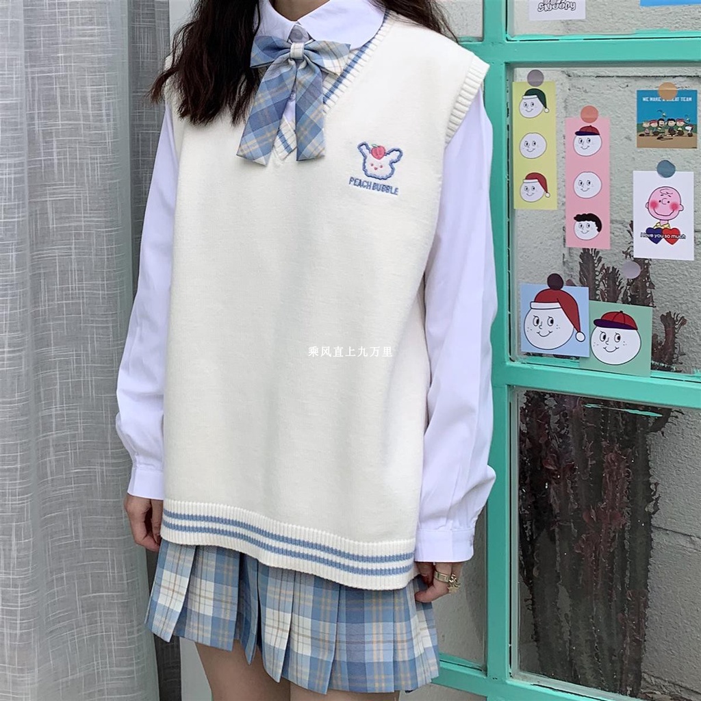 Áo Sweater Không Tay Cổ Chữ V Dáng Rộng Phong Cách Thời Trang Nhật Hàn Dành Cho Nữ