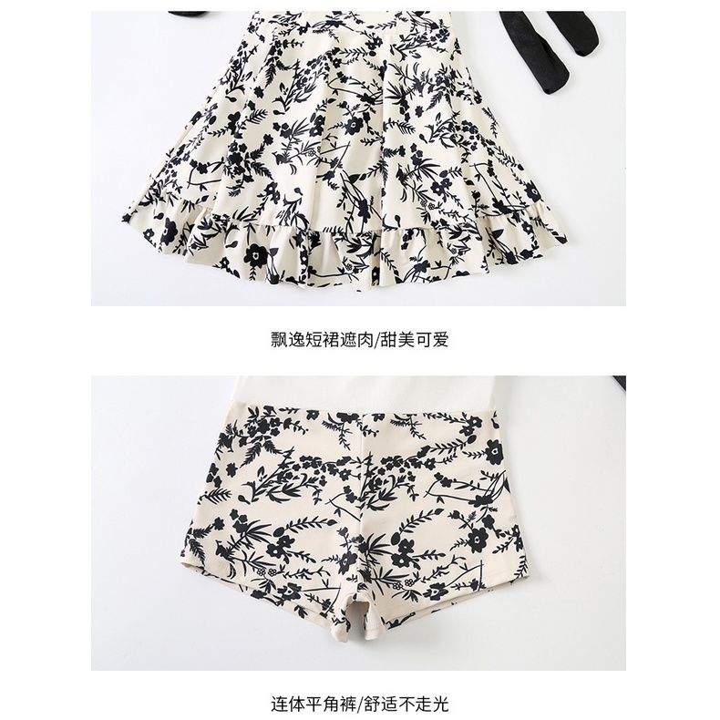 Bikini váy nàng thơ Hàn Quốc hoa lá cột dây nơ vai quyén rũ, cúp ngực gọng mút, có bigsize, bộ bơi biển