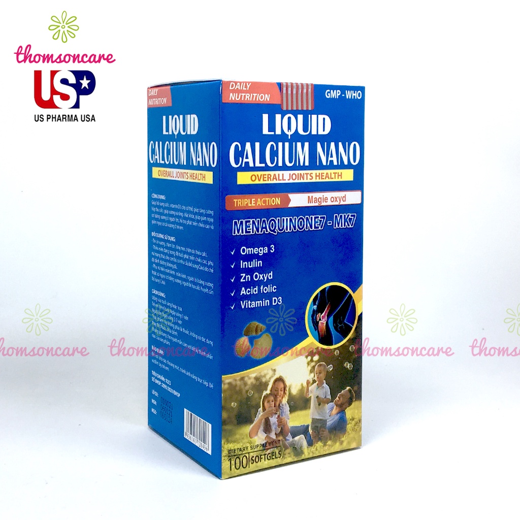 Canxi nước Liquid Calcium bổ sung canxi Nano hữu cơ dễ hấp thụ từ tảo biển, có thêm D3, Magie, giảm loãng xương