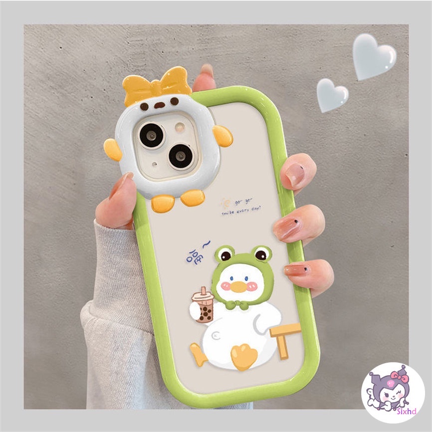 Compatible With Samsung A03 A03s A14 A13 A12 A22 A23 A33 A04s A04E A50 A50s A30s A32 A53 A54 A51 A52 A71 A72 A21s A30 A20 A31 A11 A02s M22 M32 3D Bow Cover Cartoon Cute Duck Phone Case Soft Anti-fall Protection Cover
