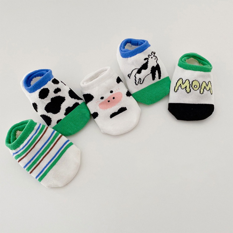 Bộ 5 Đôi Vớ Cổ Thấp In Họa Tiết Gấu / Chanh / Khủng Long Dễ Thương Thời Trang Mùa Hè Cho Bé Sơ Sinh