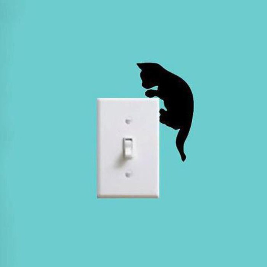 Sticker dán trang trí tường 6*10cm hình Mèo đen