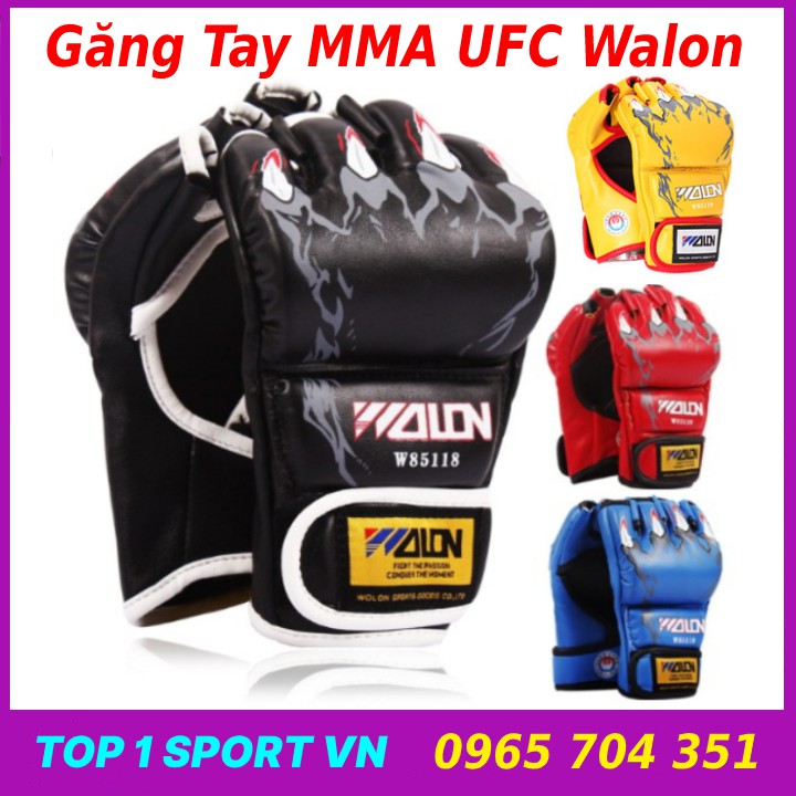 Găng Tay MMA UFC Rồng Lửa Găng Tay Boxing MMA Võ Thuật Cao Cấp Tặng băng đa cuốn tay Walon chính hãng, bảo hành 6 tháng