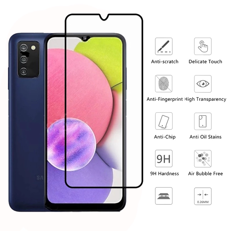 Kính cường lực bảo vệ màn hình và kính bảo vệ camera sau 2 trong 1 chất lượng cao cho Samsung Galaxy A03S