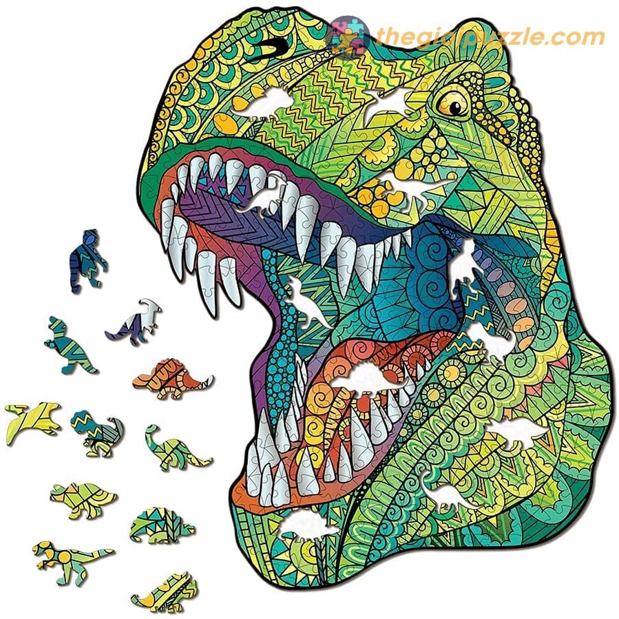 Bộ Xếp Hình Gỗ Thegioipuzzle Ghép Hình Puzzle con vật, bộ xếp hình trí tuệ, quà tặng bạn bè- Khủng long TGP074