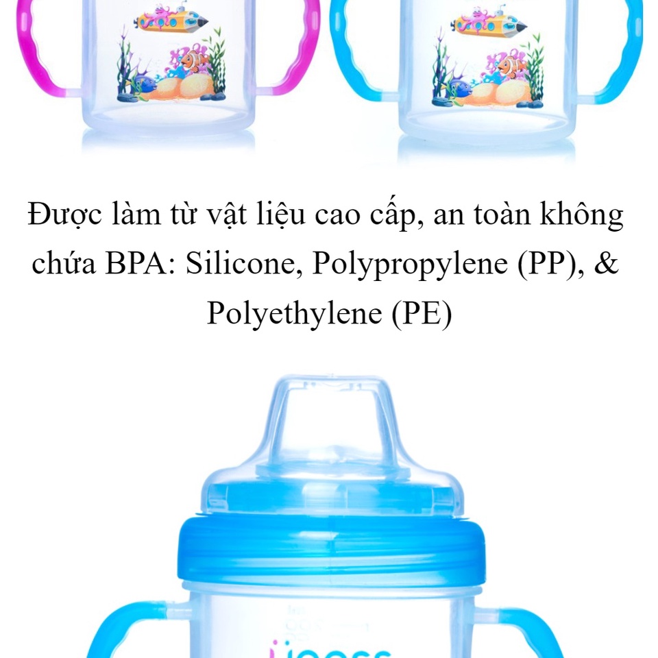 Bình Tập Uống Upass Hai Tay Cầm Đầu Mềm UP0737YH (200 ml)