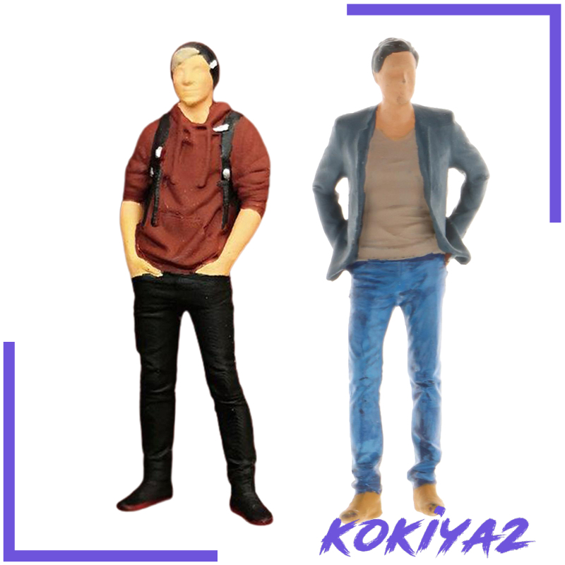 [KOKIYA2]2Pcs RM 1:64 Scale Resin Figures Backpacker Tourist Traveler Miniature Street