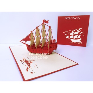 Thuyền 9 - boat - thiệp 3d