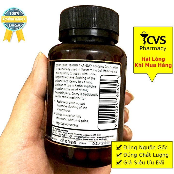 Viên Uống Hỗ Trợ Điều Trị Gout Go Celery 16000 Go Healthy 60 Viên