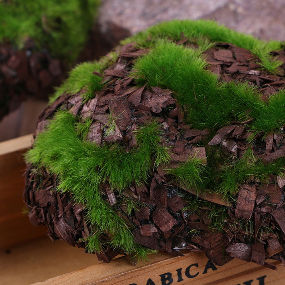 ☆YOLA☆ 6PCS/Pack Mini Fake Rock Blocks Fairy Garden Micro Landscape Green Moss|DIY Multi-shaped Garden Decoration Artificial Grass Wood Simulation