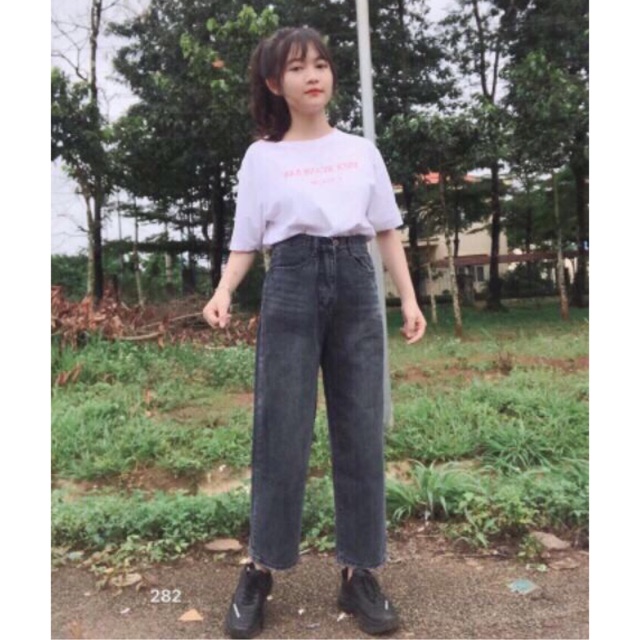 Quần baggy jean xám đen wash 3036, kèm hình thật mẫu mặc | BigBuy360 - bigbuy360.vn