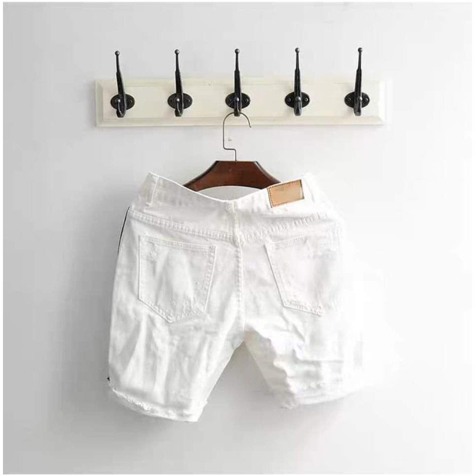(Ảnh +video) Hàng đẹp quần short jean nam cao cấp trắng đen rách vá chuẩn đẹp hàng tốt | BigBuy360 - bigbuy360.vn