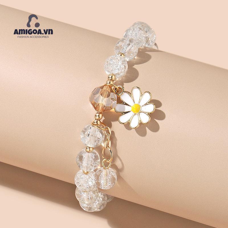 Vòng Tay Trang Sức Đính Hoa Cúc/ Dâu Tây/ Hướng Dương Dành Cho Nữ