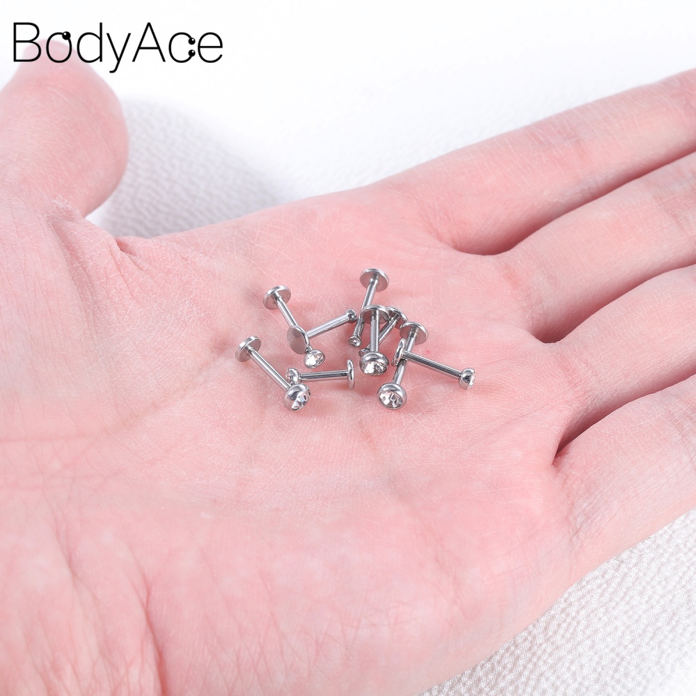 1 Bộ Khuyên Xỏ Cơ Thể Bằng Thép Không Gỉ Đính Pha Lê Thời Trang