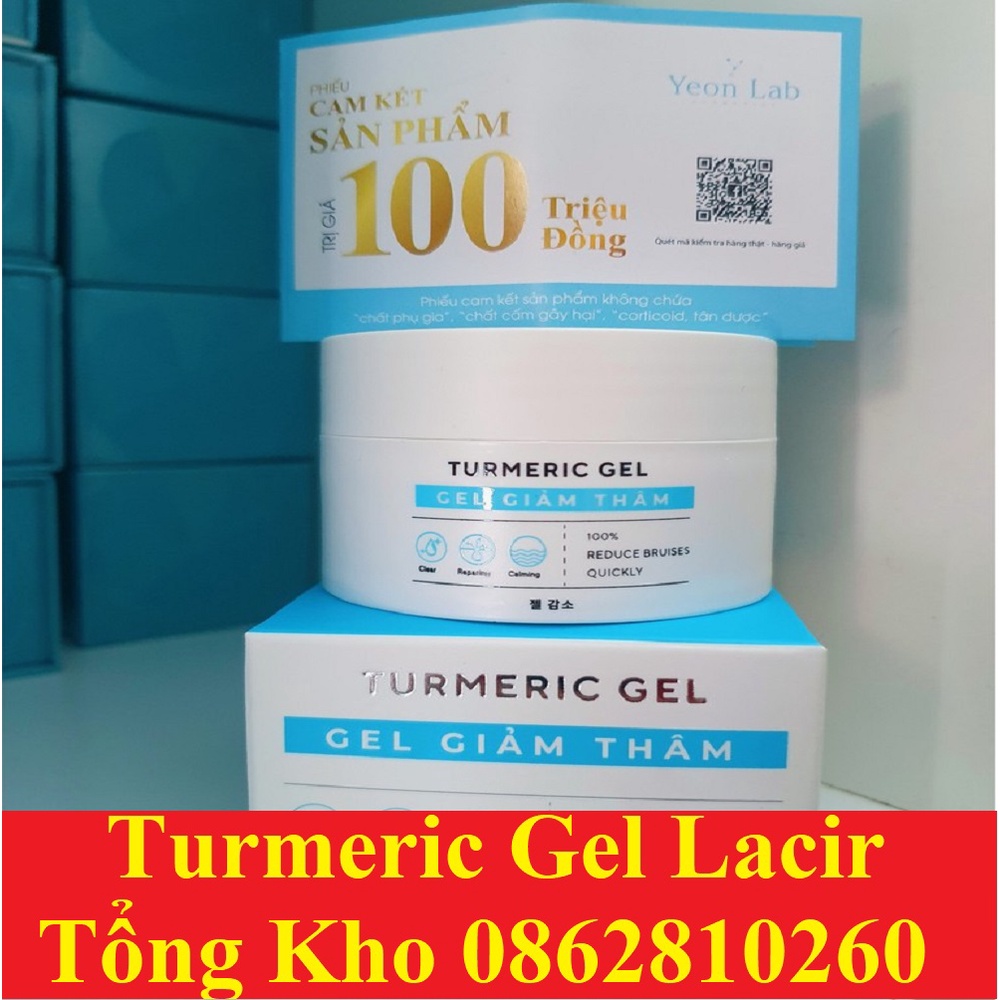 Gel Giảm Thâm Turmeric Gel Drlacir ,Hộp 50g,Giúp ngừa tăng sắc tố,giảm thâm do mụn,côn trùng cắn Dr Lacir mẫu mới