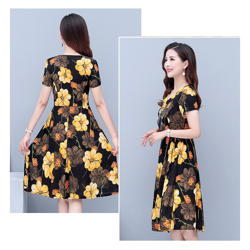 Đầm Trung Niên Dáng Suông Co Giãn 4 chiều