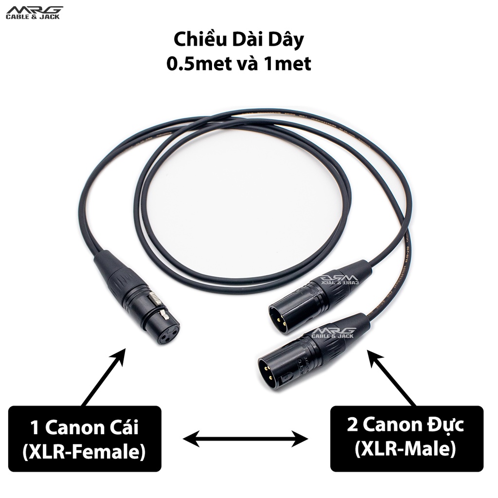 Dây Canon 1 Đầu Cái Ra 2 Đầu Đực dài 1met và 0.5met XLR - MrG