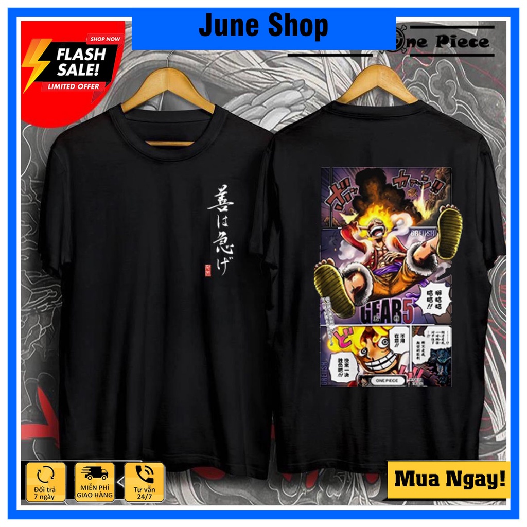 Áo thun One Piece Luffy Gear 5 Nika Thức Tỉnh Trái Ác Quỷ Zoan Thần Thoại, áo Anime One Piece Cực Ngầu