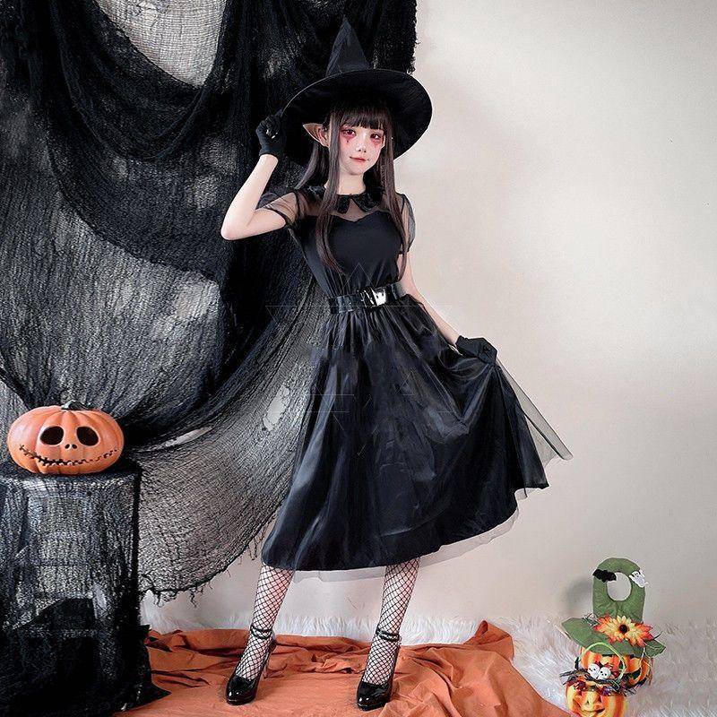 Halloween cos black magician cos witch skirt little devil witch costume ghost bride party cosplay costume