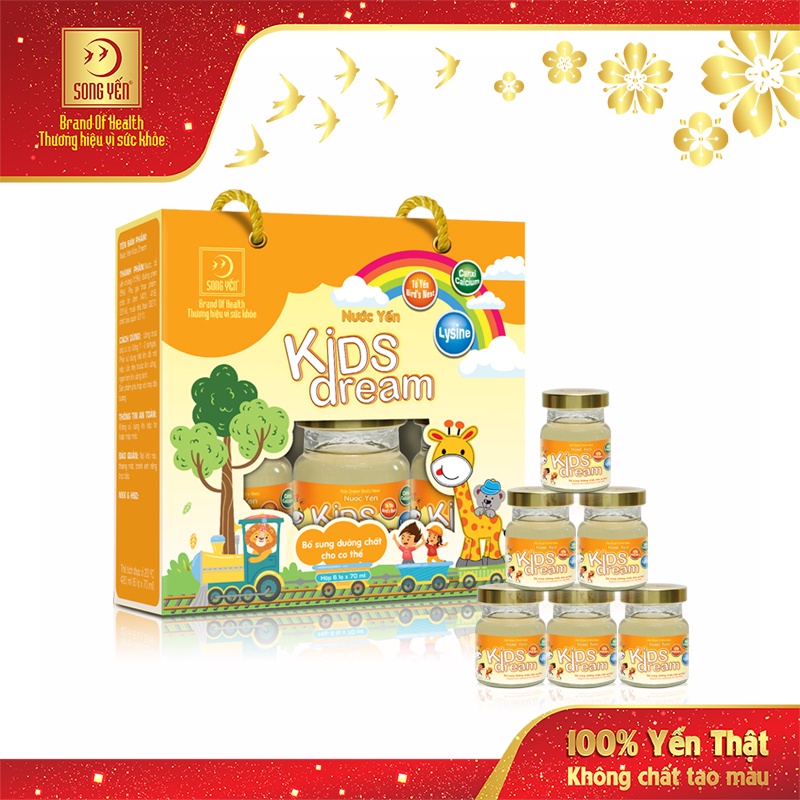 Nước Yến Dành Cho Trẻ Em Kids Lysine - Yến Sào Song Yến (Lốc 6 Lọ x 70ml)