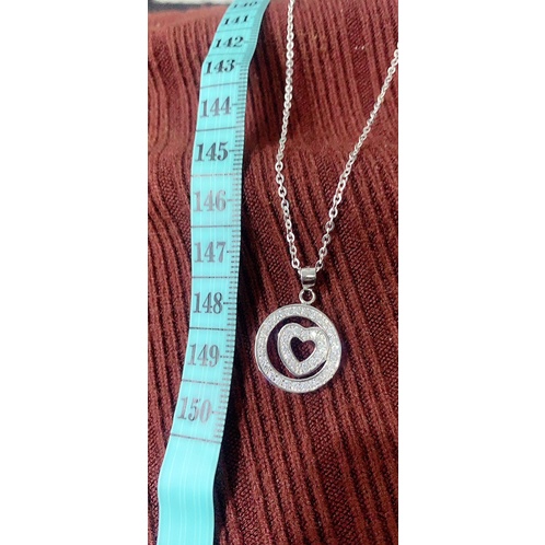 Mặt dây chuyền giọt nước tròn nạm đá cz ôm tim bạc thật NGỌC MẬU