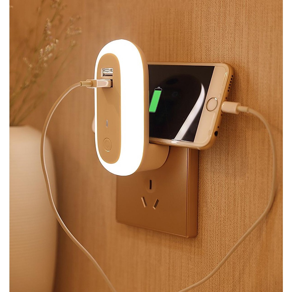 Đèn ngủ thông minh điều khiển từ xa 10 cấp độ, 3 chế độ sáng, tích hợp cổng USB sạc nhanh