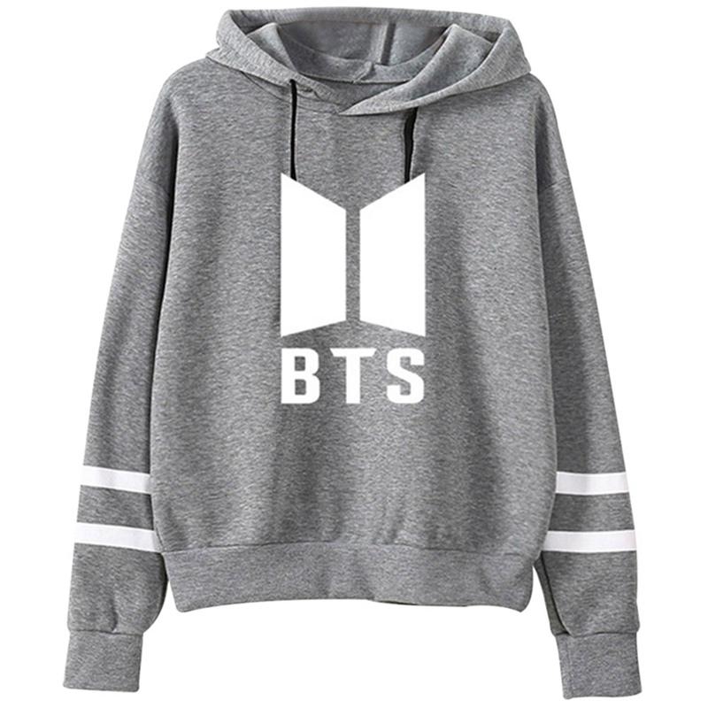 Áo hoodie dáng rộng in logo BTS cá tính theo phong cách mùa thu dành cho nữ