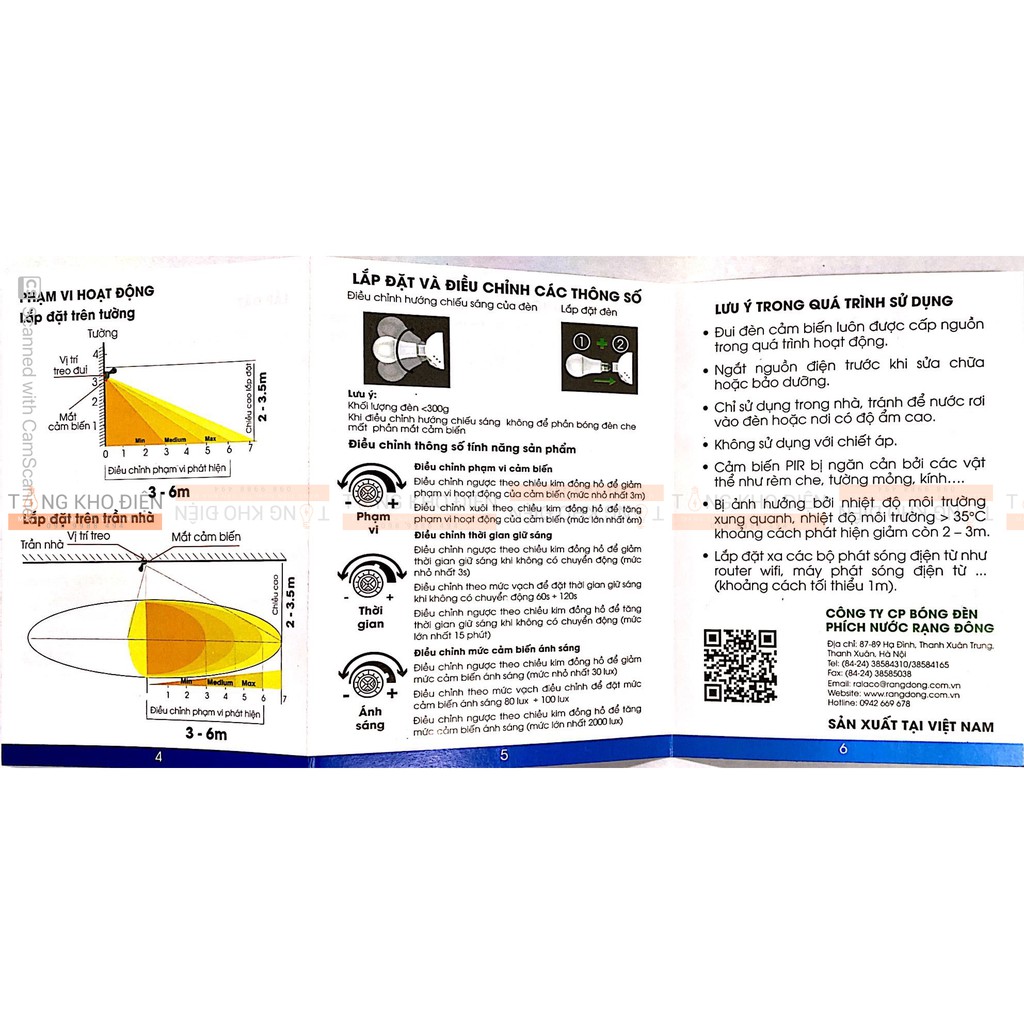 Đui cảm biến chuyển động/ánh sáng Rạng Đông (xoay góc chiếu) ĐCB01.PIR