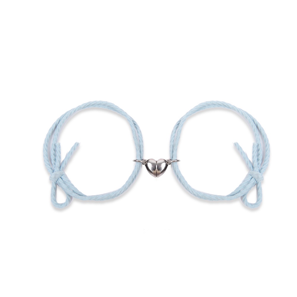 Set 2 Vòng Tay Bện Dây Mặt Hình Trái Tim Bằng Thép Không Gỉ Cho Cặp Đôi