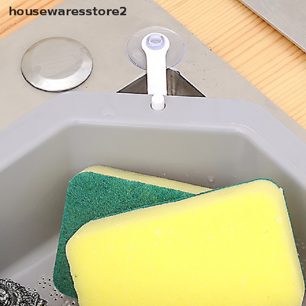 [housewaresstore2] Giá Đỡ Bọt Biển Rửa Chén Có Giác Hút Gắn Góc Bồn Rửa Đa Chức Năng