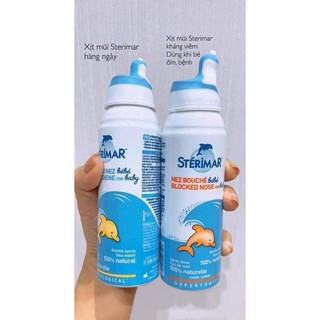 (Có video) Xịt cá heo Pháp sterimar 100ml, đầu xịt cao su