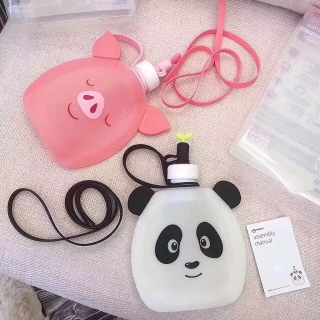 Bình nước silicon cho bé siêu cute bình nước đi lớp đi chơi style Hàn