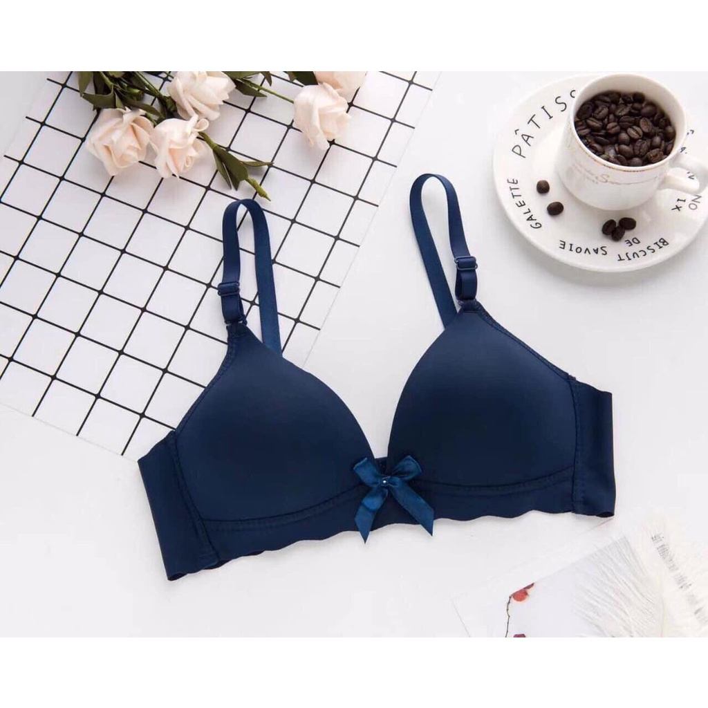 Áo lót nữ - Áo Ngực Đính Nơ Không Gọng Đệm Mỏng Viền Sóng Cực Xinh Đẹp - AL 6699