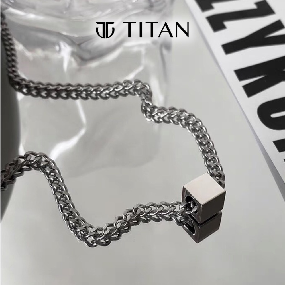 Dây chuyền nam nữ xích mặt hình vuông Khắc Laser, vòng cổ nam square chain màu bạc 925 unisex basic thép không gỉ Titan